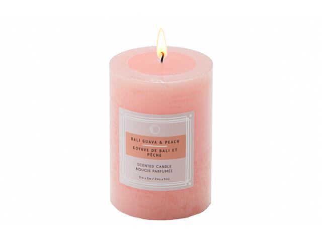2" X 3" SCENTED PILLAR CANDLE (BALI GUAVA & PEACH) (12/DISP)